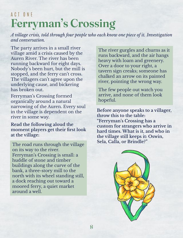 Page from Where the Watermint Grows: Act One: Ferryman&rsquo;s Crossing